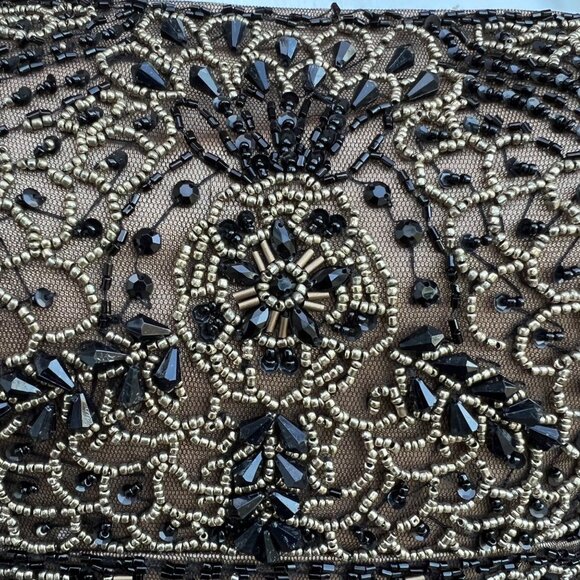 Sue Wong Black & Tan Beaded Evening Dress Gown Sz 4 - Picture 12 of 13